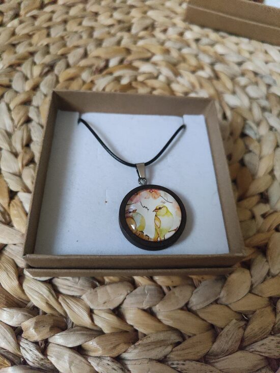 Collier bois oiseaux 