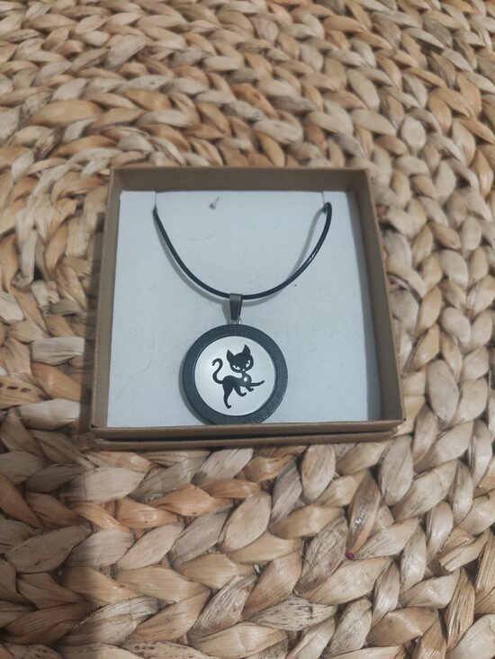 Collier bois Chat 